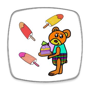 Teddy Kuchen Eis-Motiv Bär Kinder - Square fridge magnet - white - Front