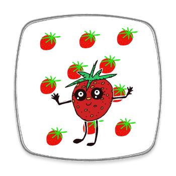 Les enfants Drôle de Fraises Fraises - Magnet carré - blanc - Devant