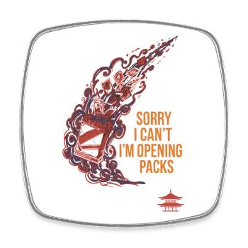 Sorry I Cant Im Opening Packs Trading Card Booster - Square fridge magnet - white - Front