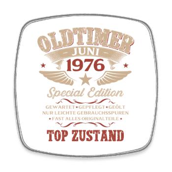 50. Geburtstag Geschenk Mann Oldtimer Juni 1976 - Viereckiger Kühlschrankmagnet - Weiß - Vorne