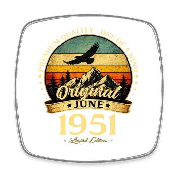 75th Birthday Gift Vintage June Vintage 1951 - Square fridge magnet - white - Front
