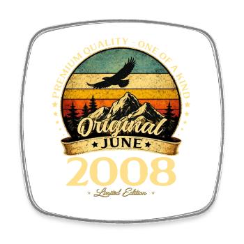 18th Birthday Gift Vintage June Vintage 2008 - Square fridge magnet - white - Front