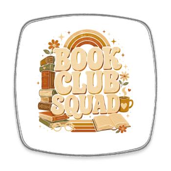 Book Club Squad Cozy Retro - Square fridge magnet - white - Front