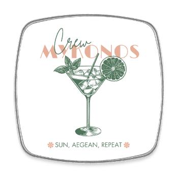 Greece Mykonos Holiday Beach Girls Trip Bachelor Party - Square fridge magnet - white - Front