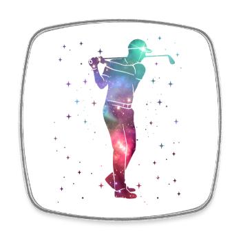 Golf Golfer Weltraum Herren Kinder Golfspieler - Viereckiger Kühlschrankmagnet - Weiß - Vorne