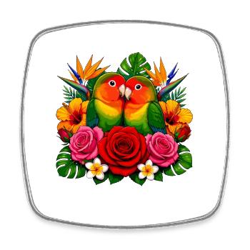 Love birds in a tropical paradise - Square fridge magnet - white - Front