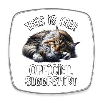 Maine Coon Schlafshirt - Viereckiger Kühlschrankmagnet - Weiß - Vorne