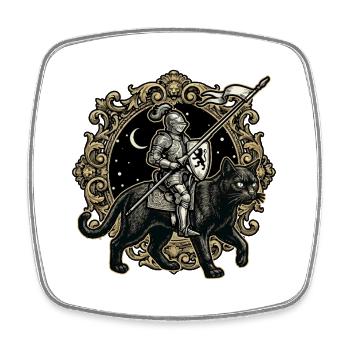 Katzenritter Ren Faire Mittelalter - Viereckiger Kühlschrankmagnet - Weiß - Vorne