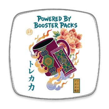 Powered By Booster Packs Trading Card Collector - Square fridge magnet - white - Front