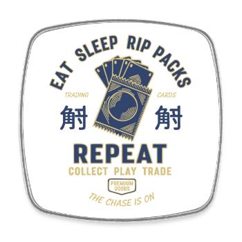 Eat Sleep Rip Packs Trading Cards Repeat - Square fridge magnet - white - Front