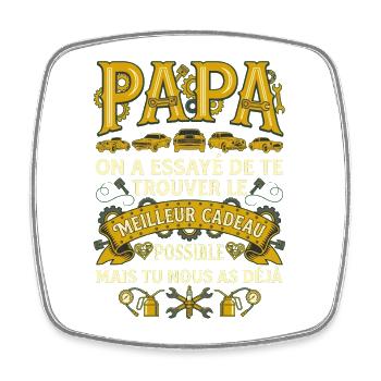 Cadeau Papa Mécanicien Voiture Humour - Magnet carré - blanc - Devant
