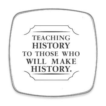 Teaching history, shaping the future - Square fridge magnet - white - Front