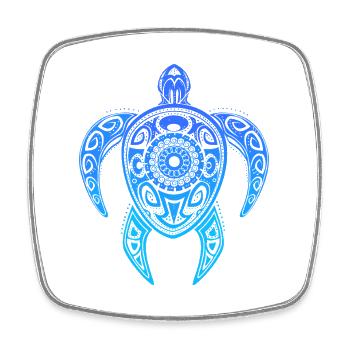 Blaues Mandala-Schildkrötenmuster - Viereckiger Kühlschrankmagnet - Weiß - Vorne