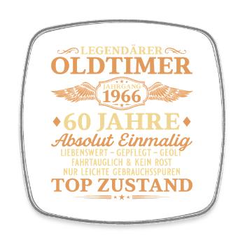 Legendärer Oldtimer 1966 – 60. Geburtstag - Viereckiger Kühlschrankmagnet - Weiß - Vorne