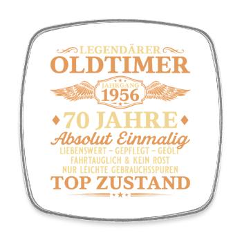 Legendärer Oldtimer 1956 – 70. Geburtstag - Viereckiger Kühlschrankmagnet - Weiß - Vorne