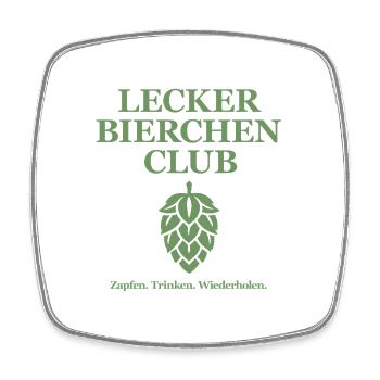 Lecker Bierchen Club - Lecker Bier - Lustig Party - Viereckiger Kühlschrankmagnet - Weiß - Vorne