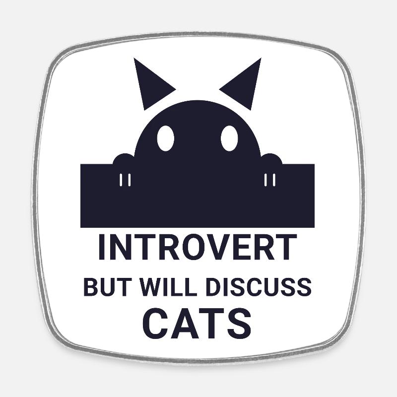 Introvert Will Discuss Cats - Square fridge magnet - white