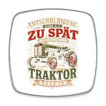 Spät dran Traktor Spruch - Viereckiger Kühlschrankmagnet - Weiß - Vorne