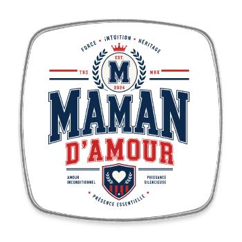 Maman d’Amour Style Varsity Vintage - Magnet carré - blanc - Devant