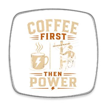 Stromleitung Kaffee Elektriker Technik - Viereckiger Kühlschrankmagnet - Weiß - Vorne