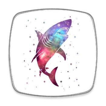 Shark Sharks Space Men Kids Boys Shark - Square fridge magnet - white - Front