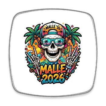 Malle 2026 Skull - Square fridge magnet - white - Front