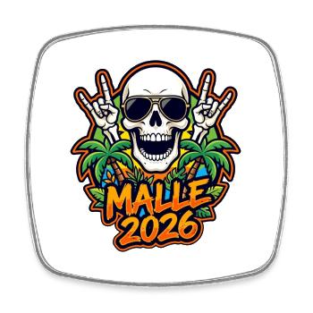 Malle 2026 Skull - Square fridge magnet - white - Front