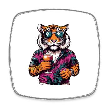Tiger Comic Summer - Square fridge magnet - white - Front
