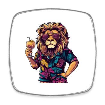 Lion Comic Summer - Magnet carré - blanc - Devant