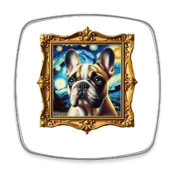 Französische Bulldogge Starry Night - Viereckiger Kühlschrankmagnet - Weiß - Vorne