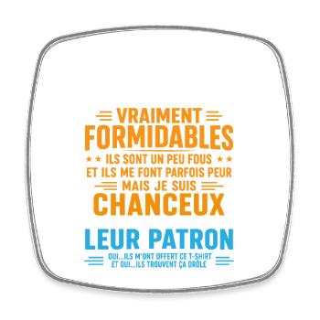 Patron Cadeau humour personnalisé - Magnet carré - blanc - Devant