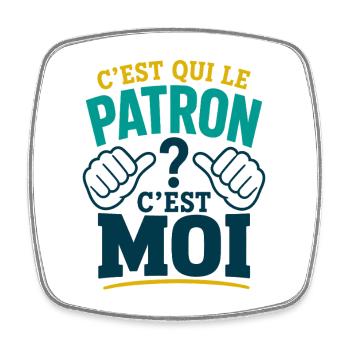 Patron Cadeau humour personnalisé - Magnet carré - blanc - Devant