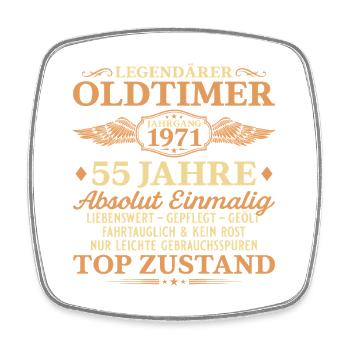Legendärer Oldtimer 1971 – 55. Geburtstag - Viereckiger Kühlschrankmagnet - Weiß - Vorne