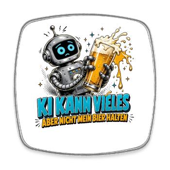 Roboter Bier Spruch - Viereckiger Kühlschrankmagnet - Weiß - Vorne
