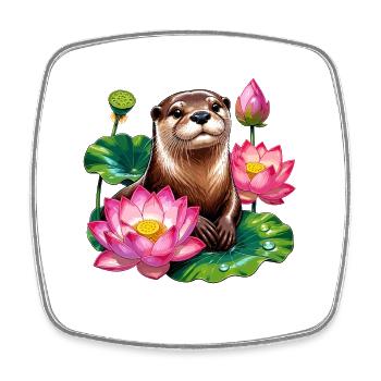 Water Otter in the Lotus Sea - Square fridge magnet - white - Front