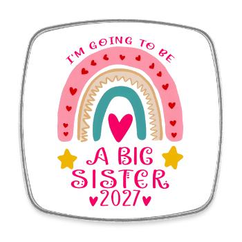Big Sister 2027 Rainbow Hearts - Square fridge magnet - white - Front