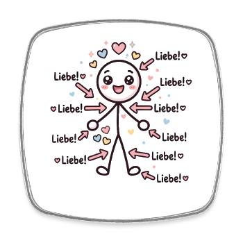 Strichmännchen Liebe Herz - Viereckiger Kühlschrankmagnet - Weiß - Vorne