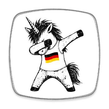 Dabbing Unicorn Germany Fan - Square fridge magnet - white - Front