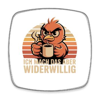Widerwilliger Kaffeevogel - Viereckiger Kühlschrankmagnet - Weiß - Vorne