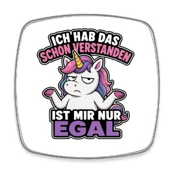Gelangweiltes Einhorn Spruchmotiv - Viereckiger Kühlschrankmagnet - Weiß - Vorne