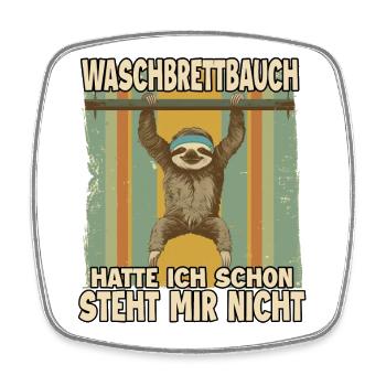 Faultier Workout T Sportmuffel Faultier Retro Slot - Viereckiger Kühlschrankmagnet - Weiß - Vorne