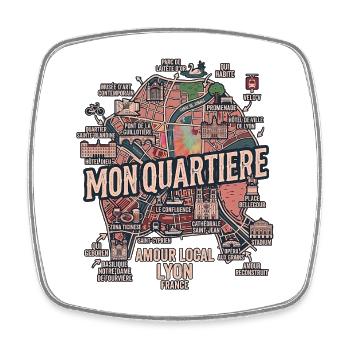 Love Lyon - Viereckiger Kühlschrankmagnet - Weiß - Vorne