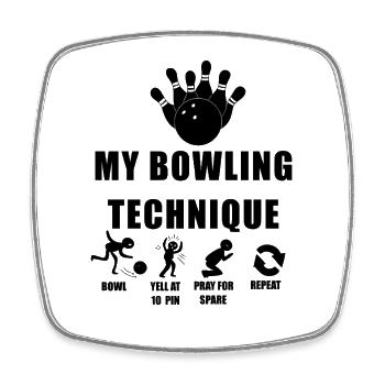 Bowl Crie à 10 quilles prie pour un retour drôle - Magnet carré - blanc - Devant