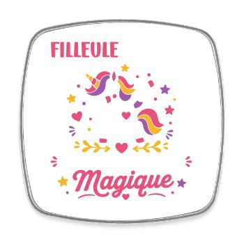 Filleule Licorne Magique - Magnet carré - blanc - Devant