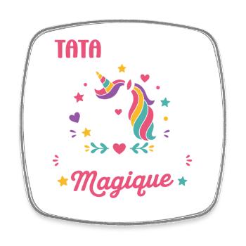 Tata Licorne Magique - Magnet carré - blanc - Devant