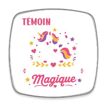 témoin Licorne Magique - Magnet carré - blanc - Devant
