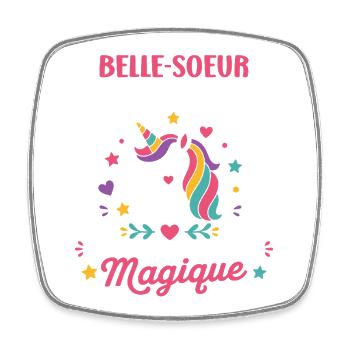 Belle-Soeur Licorne Magique - Magnet carré - blanc - Devant