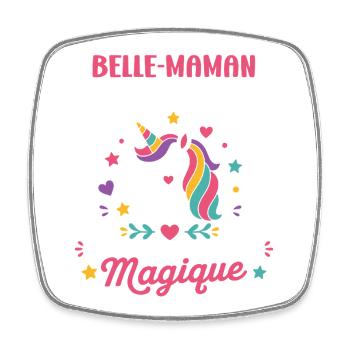 Belle Maman Licorne Magique - Magnet carré - blanc - Devant