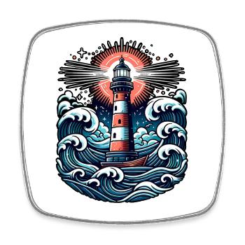 lighthouse - Square fridge magnet - white - Front