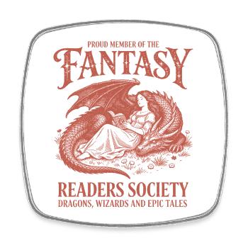 Phantastische Leser-Gesellschaft Drachen fantasy - Viereckiger Kühlschrankmagnet - Weiß - Vorne